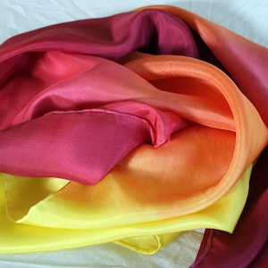 Playsilk Fire Ombré Striped Playsilk Red Orange Yellow Hand Dyed Waldorf Silk Scarf image 3