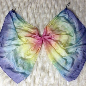 Playsilk Rainbow Tie Dye Playsilk for DIY Wings Hand Dyed Waldorf Inspired Pastel Rainbow