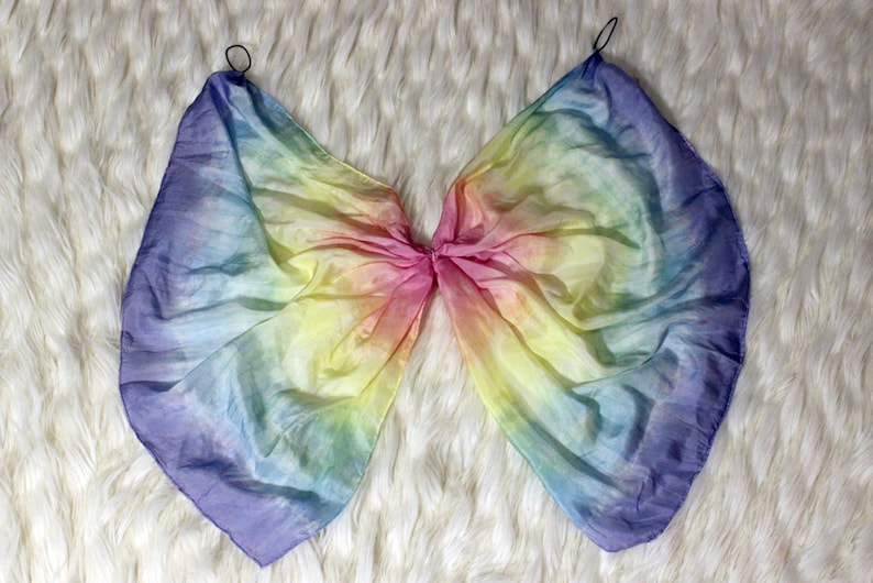 Playsilk Rainbow Tie Dye Playsilk for DIY Wings Hand Dyed Waldorf Inspired Pastel Rainbow