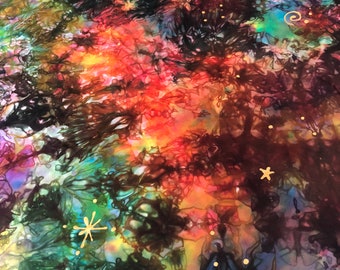 Playsilk Rainbow Nebula Galaxy Play Silk ~ Hand Dyed & Hand Painted ~ Waldorf Inspired