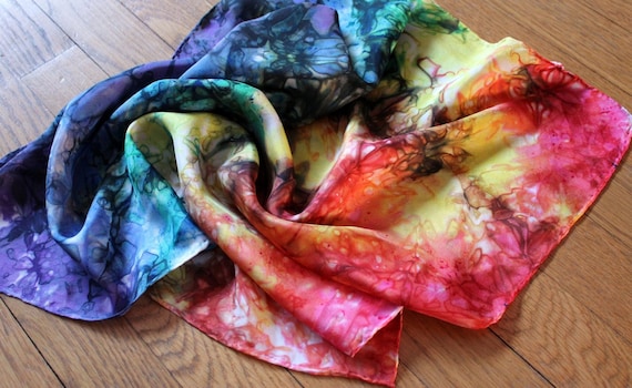 Rainbow Nebula Playsilk Scarf: Hand-Dyed Habotai Silk