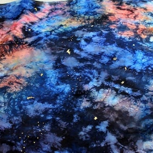 Hand-Dyed Silk Playsilk: Wizard Sky with Gold Accents