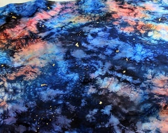 Seta tinta a mano Playsilk: Wizard Sky con dettagli dorati