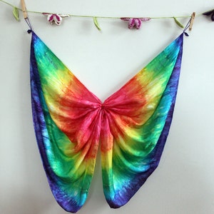 Playsilk Rainbow Tie Dye Playsilk for DIY Wings Hand Dyed Waldorf Inspired Bright Rainbow