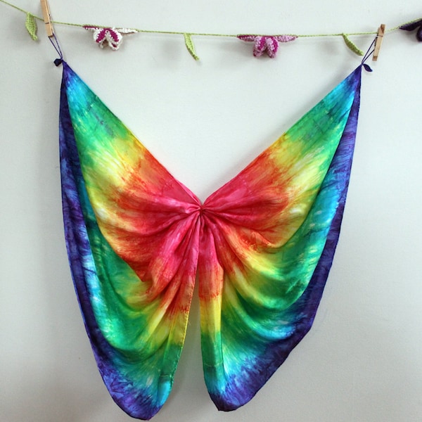 Playsilk Rainbow Tie Dye Playsilk for DIY Wings ~ Hand Dyed ~ Waldorf Inspired!