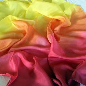 Playsilk Fire Ombré Striped Playsilk Red Orange Yellow ~ Hand Dyed ~ Waldorf ~ Silk Scarf