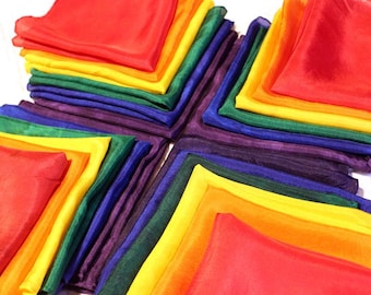 Set Rainbow Playsilk: seta Habotai tinta a mano, Waldorf Toys