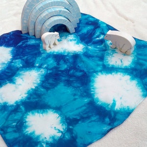 Playsilk Arctic Iceberg Playsilk ~ Play Mat ~ Hand Dyed ~ Waldorf~ (silk only, toys not included)