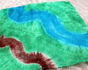 Playsilk tinto a mano: fiume tortuoso e sentiero pedonale - Waldorf Toy