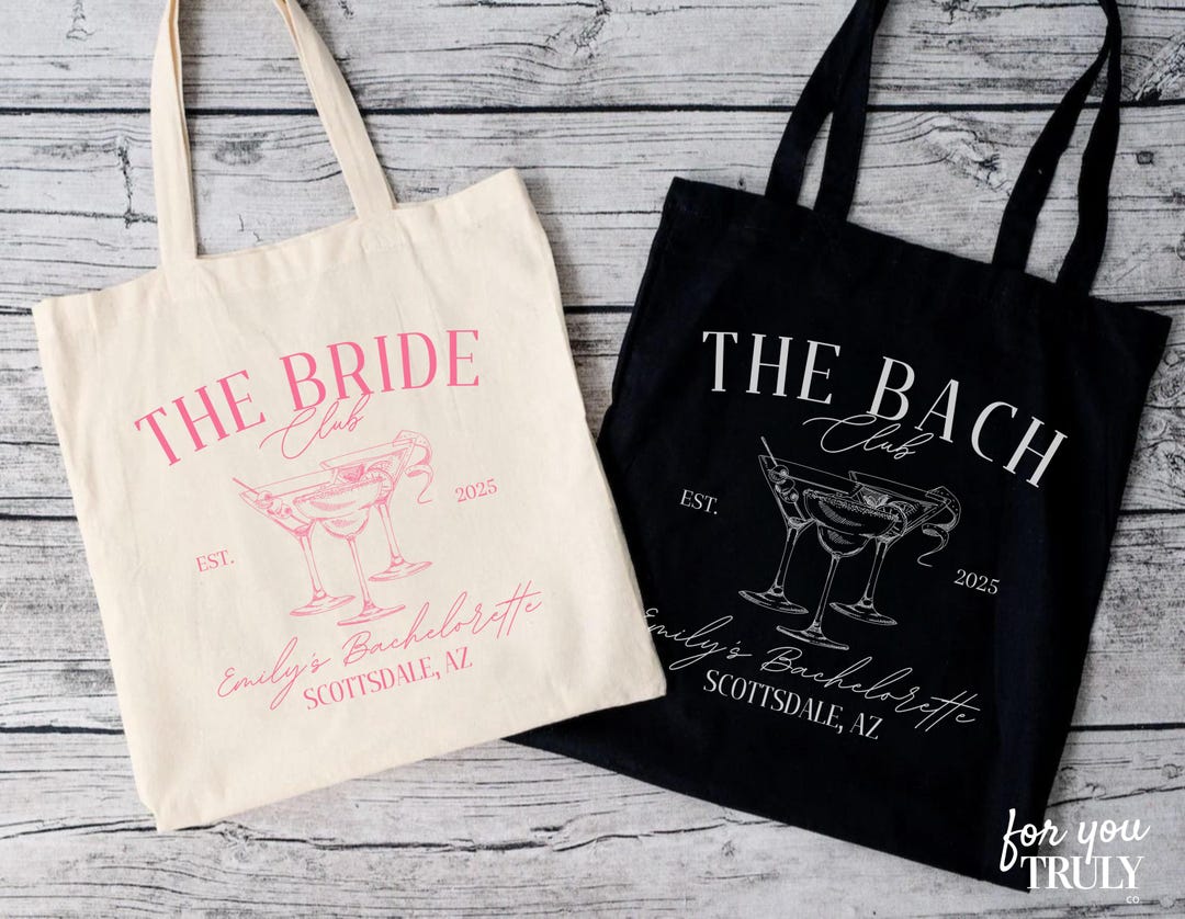 The Bach Club Bachelorette Tote Bags, Custom Cocktail Party Favors - Etsy