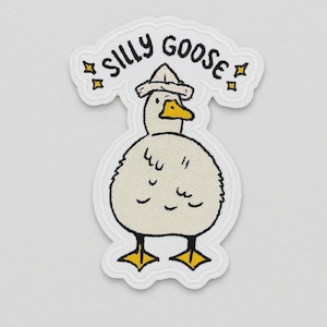 Silly Goose Embroidered Patch – Funny Goose Iron On Patch, Cute Animal Badge for Jacket, Backpack, Hat, Clothes