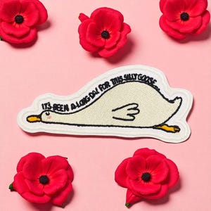 It’s Been A Long Day Silly Goose Patch – Funny Embroidered Iron On or Sew On Badge, Cute Meme Animal Applique for Jacket, Bag, Hat