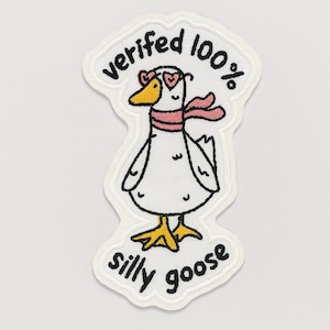Funny Goose Embroidered Patch – Verified 100% Silly Goose Iron On Patch, Cute Animal Badge for Jacket, Backpack, Hat, Clothes