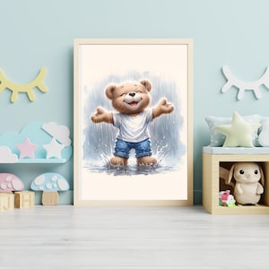 Teddy Bear Nursery Wall Art – Cute Printable Digital Download, Kids Room Decor, Baby Shower Gift, Playroom Poster
