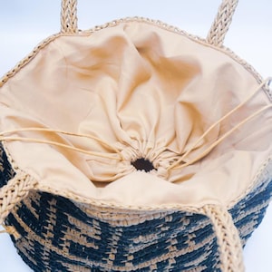 Handcrafted Raffia Tote Bag – Drawstring, Khaki, Summer Beach Bag, Friendly Straw Bag, Boho Handwoven Shoulder Bag, Large Tote, Gift for Her image 5