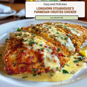 Parmesan Crusted Chicken Recipe PDF – Longhorn Steakhouse Inspired Copycat | Easy Dinner Printable Recipe Download