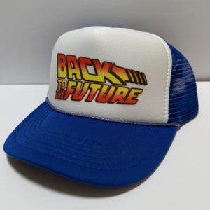 Back to The Future Trucker Hat Mesh Vintage SnapBack Hat Blue