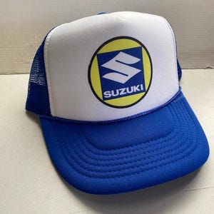 Suzuki Trucker Hat Mesh Vintage SnapBack Hat Blue