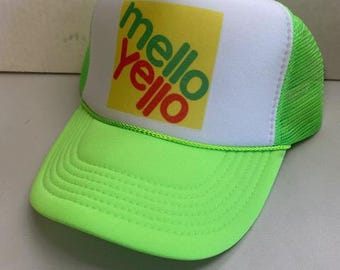 Mellow Yello Trucker Hat Mesh Vintage SnapBack Hat Green