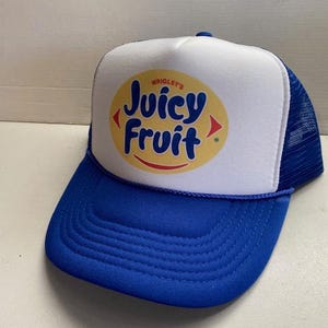 Juicy Fruit Trucker Hat Mesh Vintage SnapBack Hat Blue
