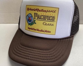 Pacifico Trucker Hat Mesh Vintage SnapBack Hat Brown