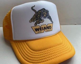 Weiand Trucker Hat Mesh Vintage SnapBack Hat Yellow