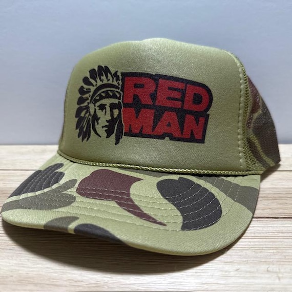 Red Man Trucker Hat Mesh Vintage Snapback Hat Camo UK