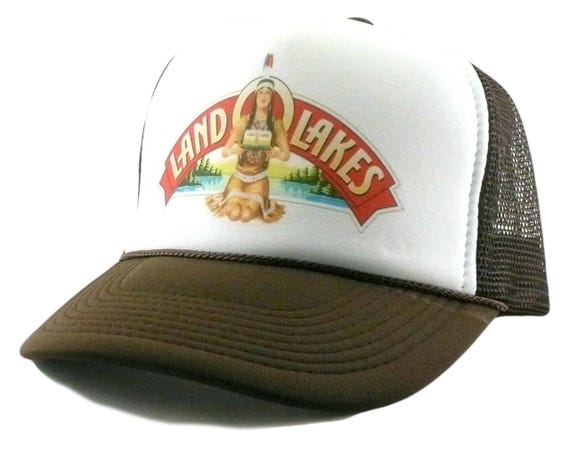 Land O Lakes Trucker Hat Mesh Vintage SnapBack Hat Brown