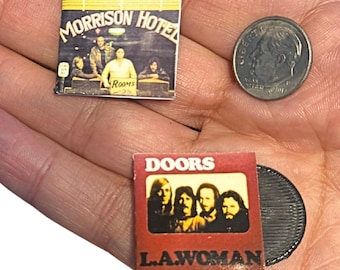 Miniature The Doors Vinyl Records | 1:12 Scale Dollhouse Music Decor | Mini Rock Albums for Collectors