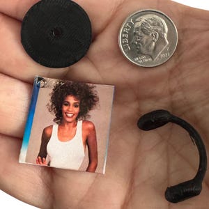 Miniature Whitney Houston Vinyl 1:12 Scale Dollhouse Mini Music Decor Whitney Houston Fan Gift Unique 80s Gift All Titles Available