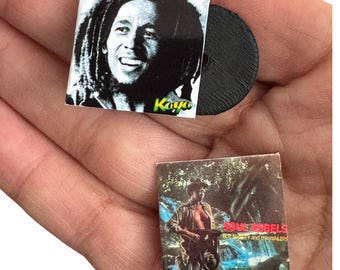 Miniature Bob Marley Vinyl Record Album, 1:12 Scale Dollhouse Collectible