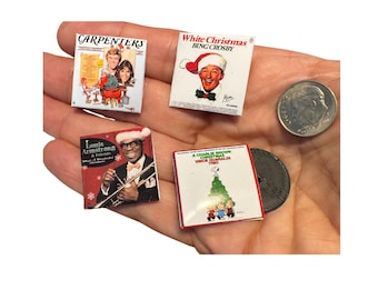 1:12 Scale Miniature Christmas Albums | Holiday Vinyl Records for Dollhouses