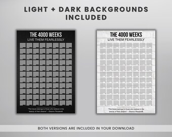 4000 Weeks Life Tracker | Minimalist Time Management Calendar (A3 A4 PDF Digital Download)