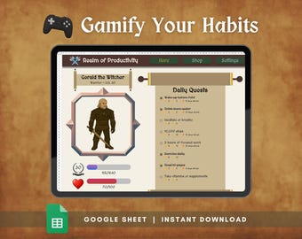 Google Sheets Habit Tracker – Gamified ADHD Planner & Daily Routine Template