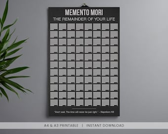 Memento Mori Life in Weeks Tracker | Minimalist Wall Art (Digital Download)