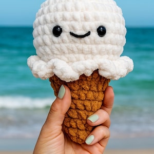 Ice Cream Cone Crochet Pattern – Cute Amigurumi Plush PDF – Soft Dessert Toy – Beginner Friendly DIY – Instant Download