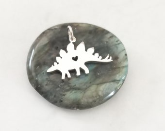 Tiny Stegosaurus Heart Sterling Silver Handcut charm