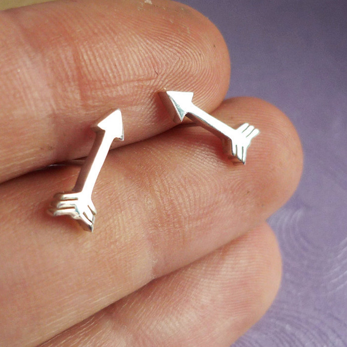 Sterling Silver Arrow Stud Earrings Etsy