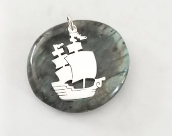 Pirate Ship Sterling Silver Handmade Pendant