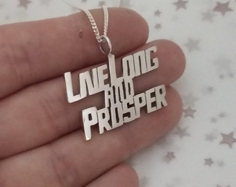 Live Long & Prosper Sterling Silver Handcut Pendant