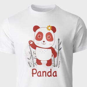 Camiseta de Panda Adorable - Diseño de Panda Rojo Kawaii, Camiseta de Animal de Dibujos Animados para Niños y Adultos, Camiseta de Bosque de Bambú