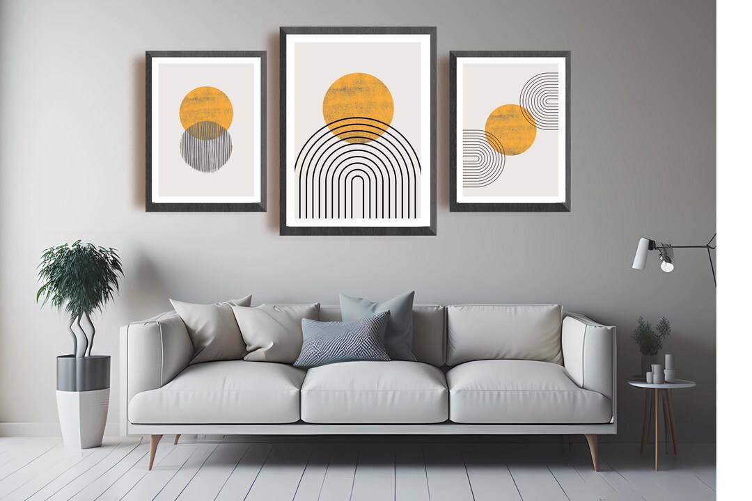 Abstract Geometric Boho Art – Set of 3 Wall Prints – Modern Minimalist ...