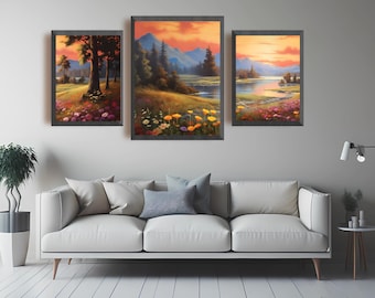 Sunset Landscape Printable Wall Art – Digital Nature Print – Scenic Sunset Poster – Warm Wall Decor for Home