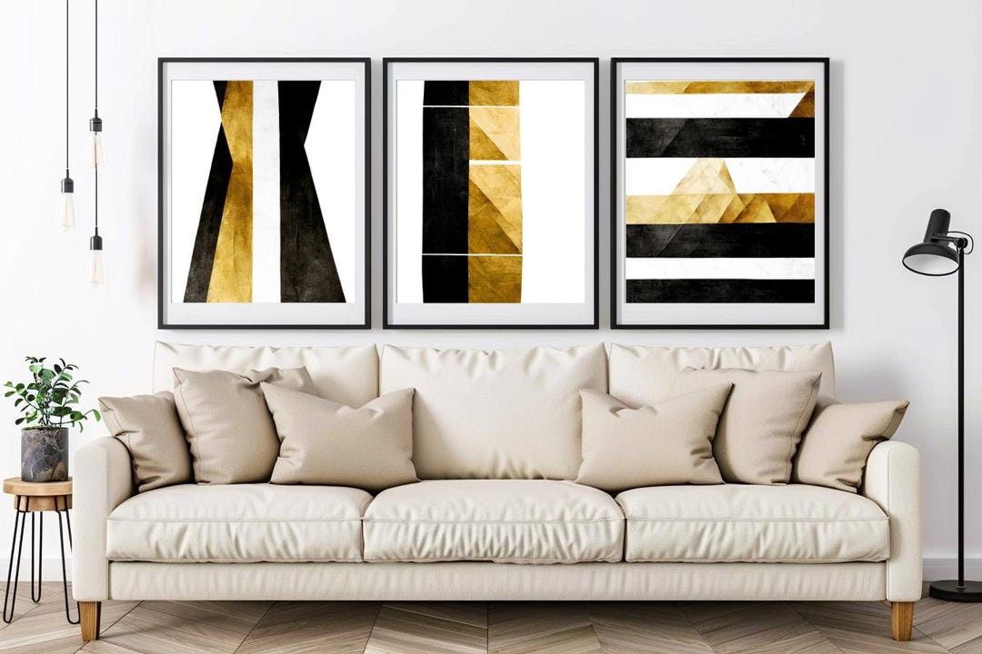 Modern Abstract Geometric Wall Art – Set of 3 Prints – Minimal ...