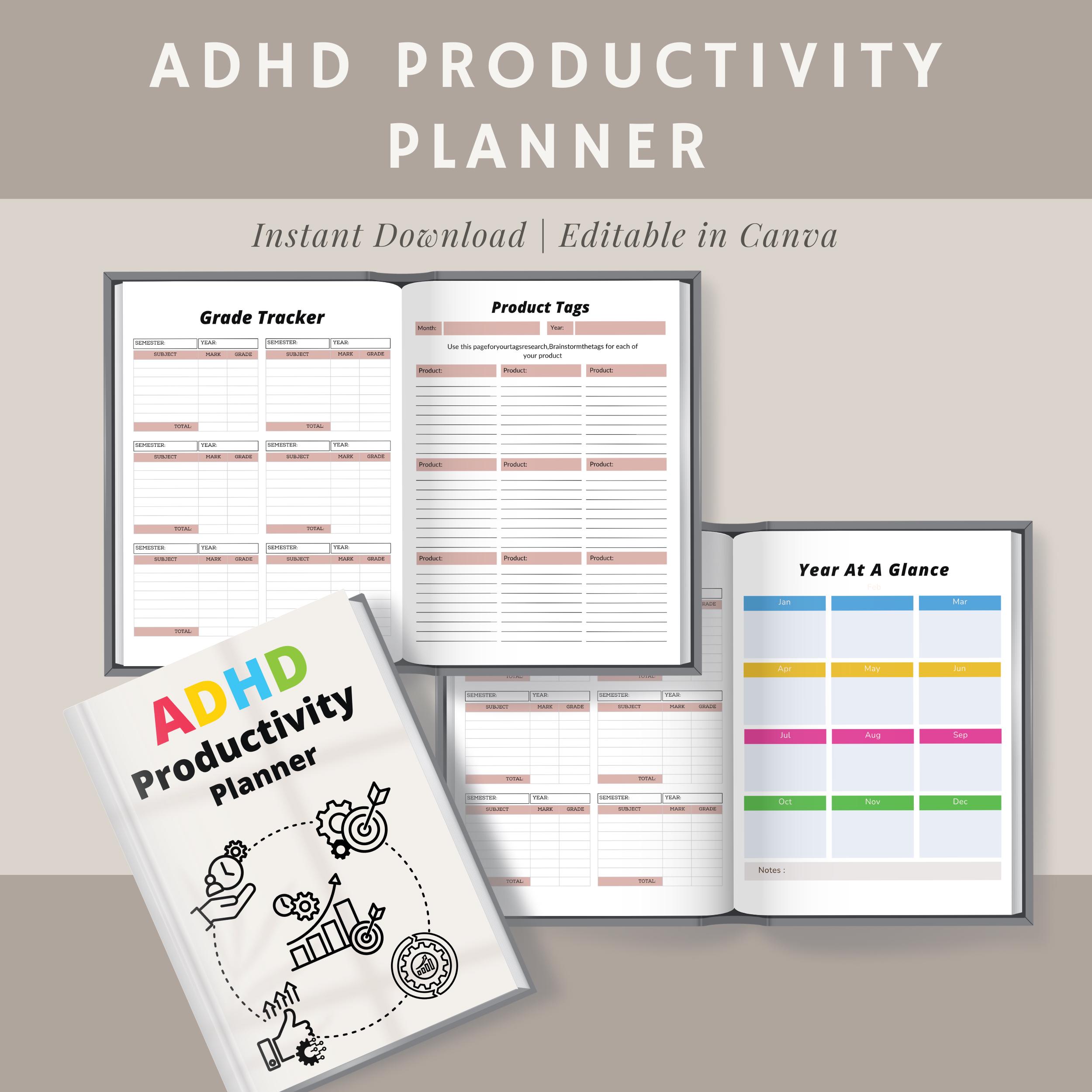 ADHD Productivity Planner Printable — Goal Setting, Time Management ...