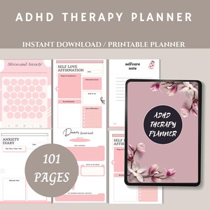 ADHD-terapiplanerare: Sessionsanteckningar, måluppföljning (utskrivbar PDF-nedladdning)