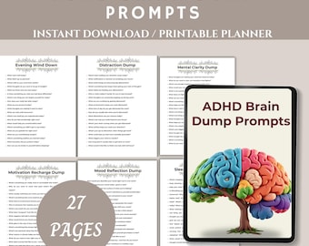 ADHD Brain Dump-prompts: afdrukbaar logboek met gids (pdf direct downloaden)