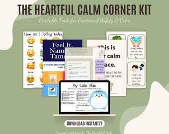 Calm Corner Kit: Werkzeuge zur emotionalen Regulierung für Kinder - Gefühlstabelle, Affirmationskarten (druckbarer Download + eBook