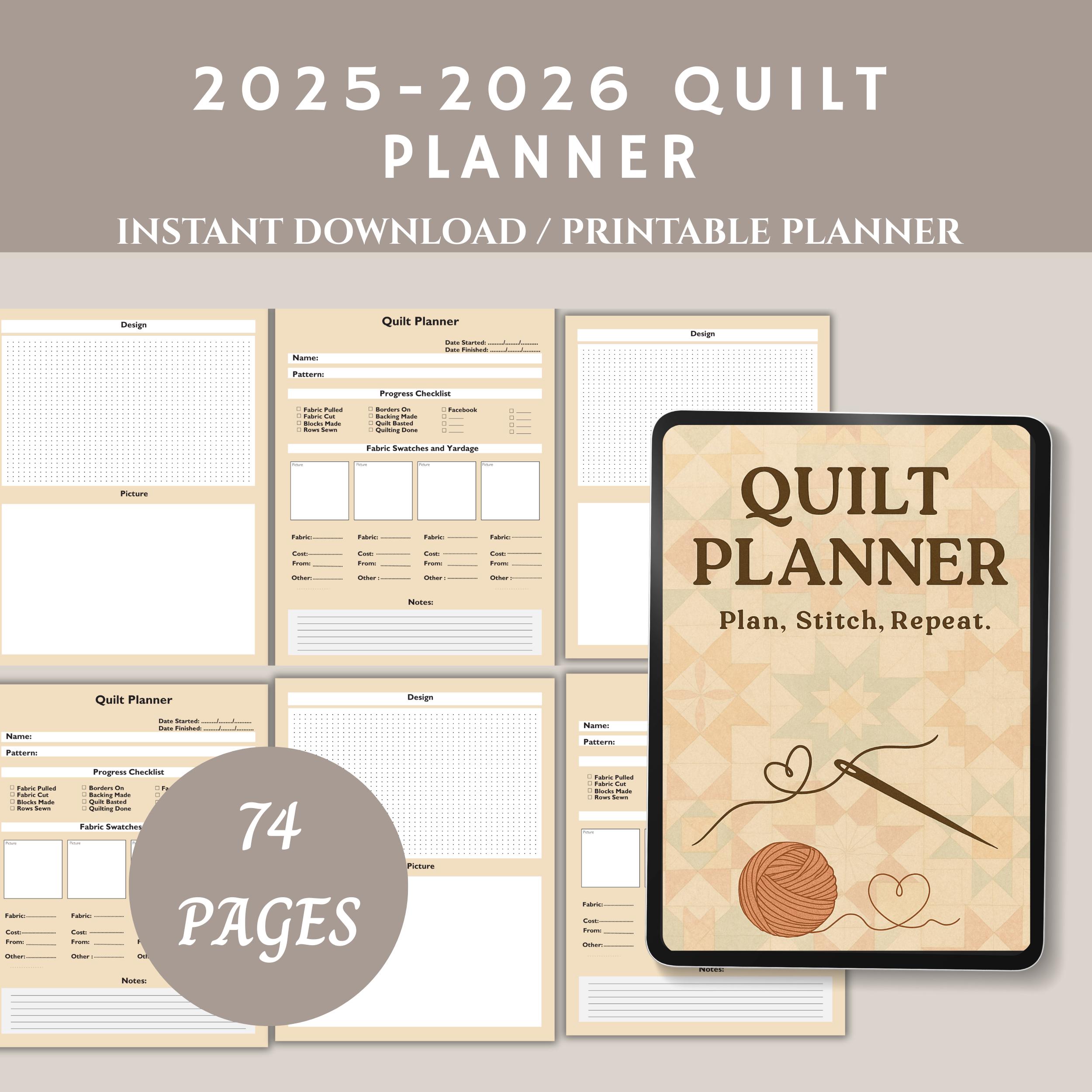 Quilt Planner 2025: Printable & Digital Quilting Project Organizer