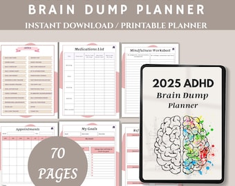 2025 Digital ADHD Brain Dump Planner: Guided Journal Prompts (PDF Instant Download